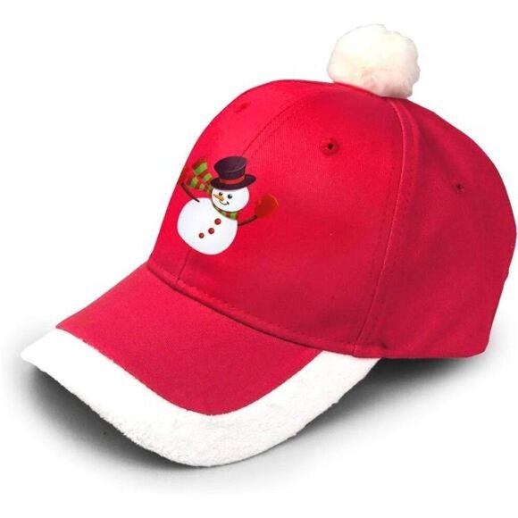 Merry Christmas Hat Vintage Adjustable Snowman Cartoon Baseball Cap Embroidered main image 4
